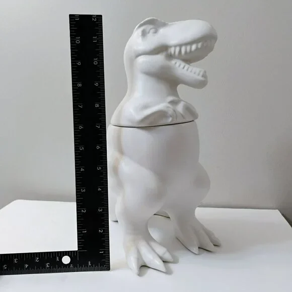 White Target Threshold T Rex Ceramic Dinosaur Cookie Jar Canister Stoneware